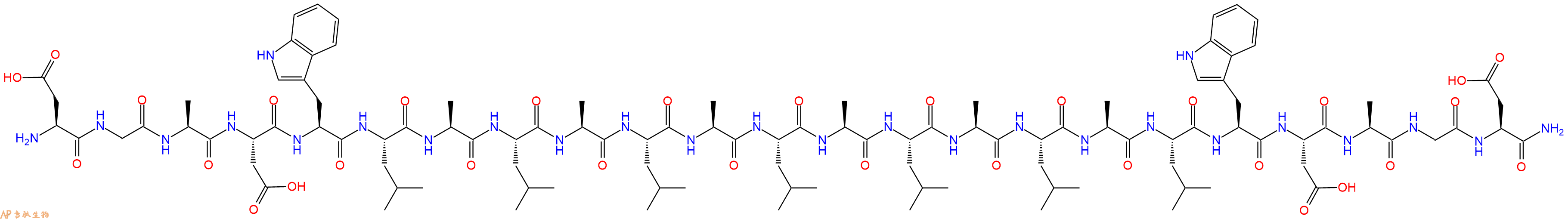 专肽生物产品H2N-Asp-Gly-Ala-Asp-Trp-Leu-Ala-Leu-Ala-Leu-Ala-Leu-Ala-Leu-Ala-Leu-Ala-Leu-Trp-Asp-Ala-Gly-Asp-CONH2