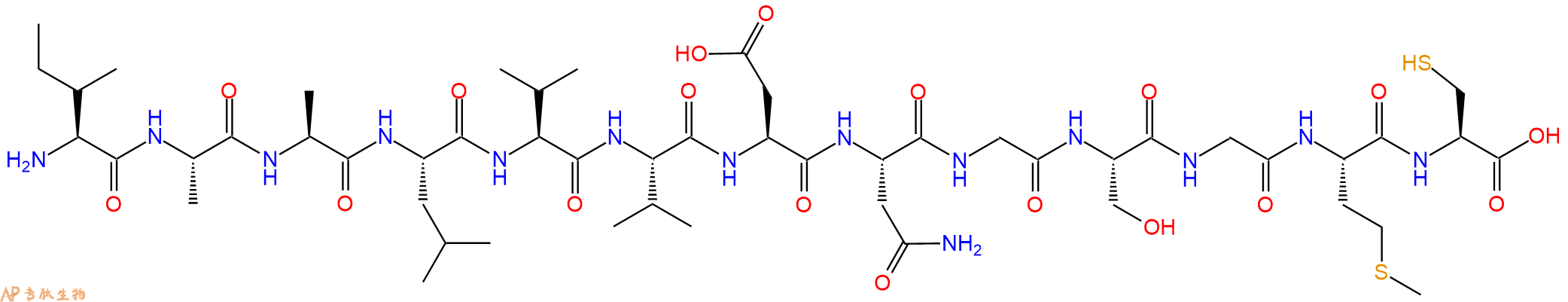 专肽生物产品H2N-Ile-Ala-Ala-Leu-Val-Val-Asp-Asn-Gly-Ser-Gly-Met-Cys-OH