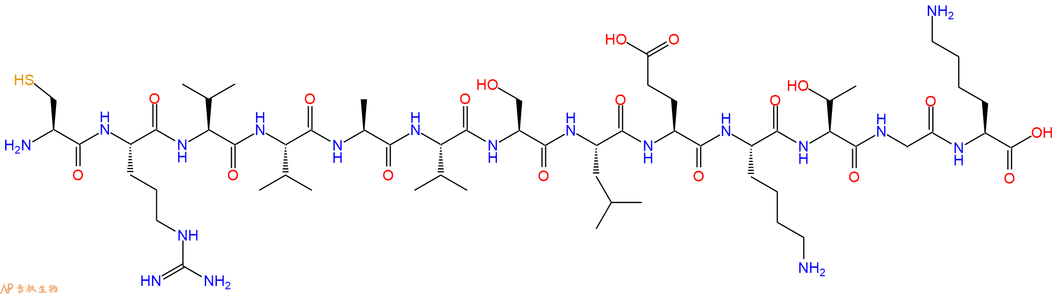 专肽生物产品H2N-Cys-Arg-Val-Val-Ala-Val-Ser-Leu-Glu-Lys-Thr-Gly-Lys-OH