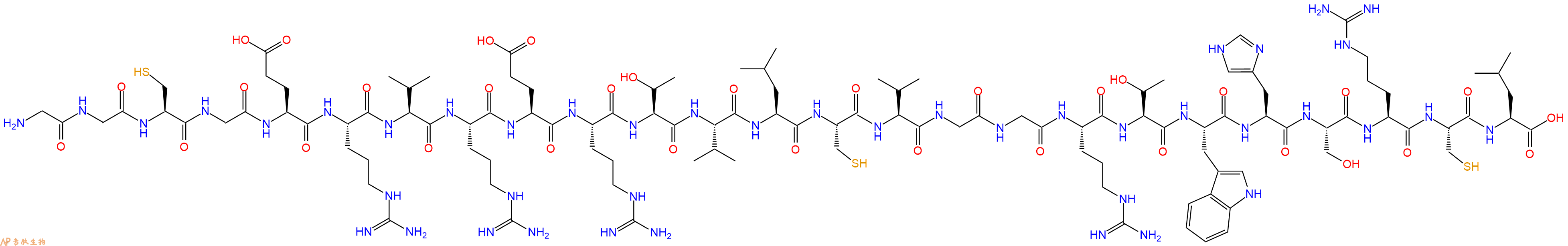 专肽生物产品H2N-Gly-Gly-Cys-Gly-Glu-Arg-Val-Arg-Glu-Arg-Thr-Val-Leu-Cys-Val-Gly-Gly-Arg-Thr-Trp-His-Ser-Arg-Cys-Leu-OH