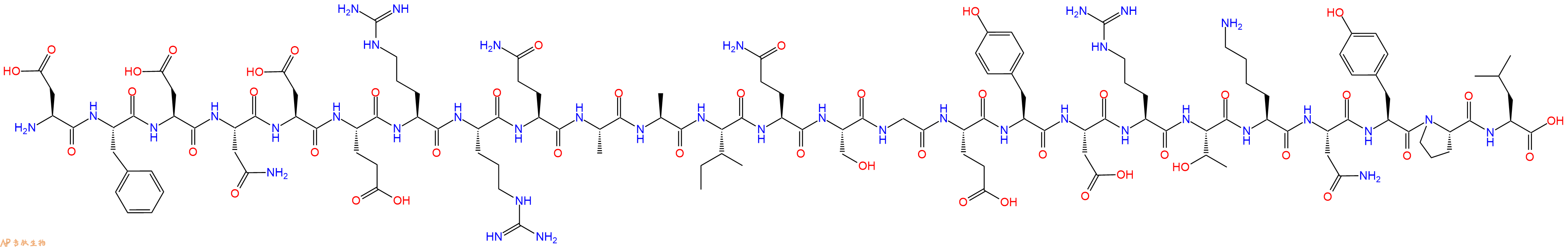 专肽生物产品H2N-Asp-Phe-Asp-Asn-Asp-Glu-Arg-Arg-Gln-Ala-Ala-Ile-Gln-Ser-Gly-Glu-Tyr-Asp-Arg-Thr-Lys-Asn-Tyr-Pro-Leu-OH