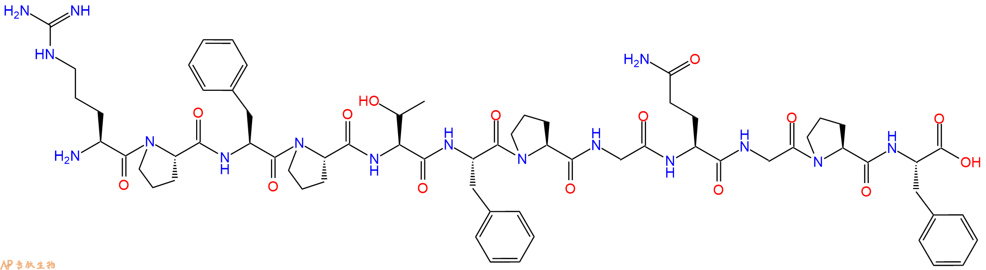 专肽生物产品H2N-Arg-Pro-Phe-Pro-Thr-Phe-Pro-Gly-Gln-Gly-Pro-Phe-OH