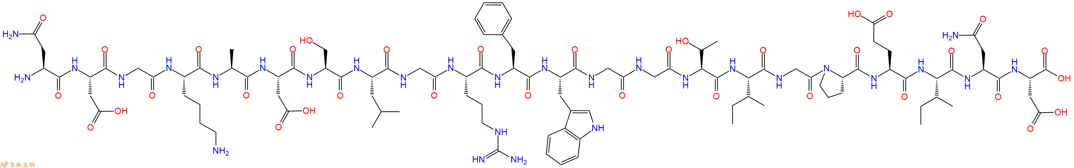 专肽生物产品H2N-Asn-Asp-Gly-Lys-Ala-Asp-Ser-Leu-Gly-Arg-Phe-Trp-Gly-Gly-Thr-Ile-Gly-Pro-Glu-Ile-Asn-Asp-OH