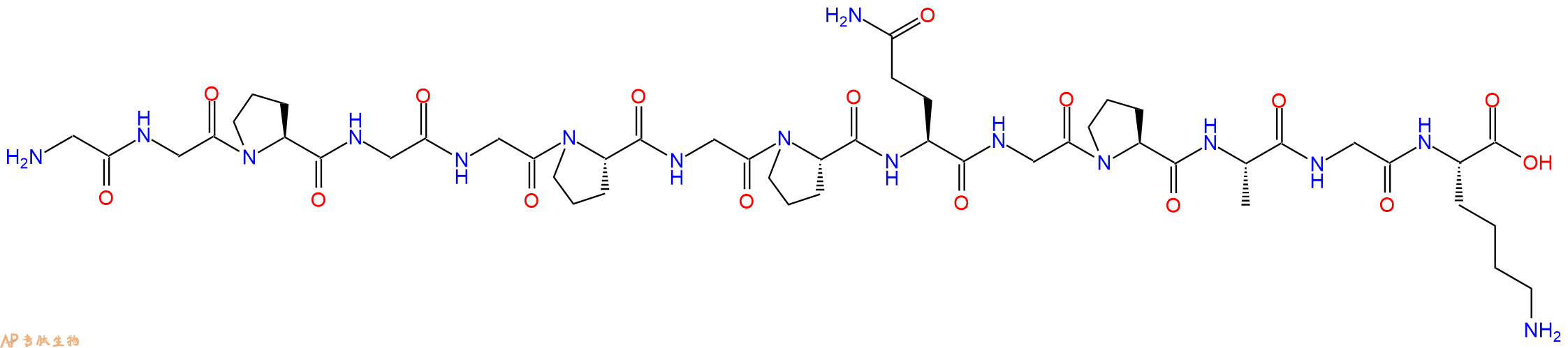 专肽生物产品H2N-Gly-Gly-Pro-Gly-Gly-Pro-Gly-Pro-Gln-Gly-Pro-Ala-Gly-Lys-OH