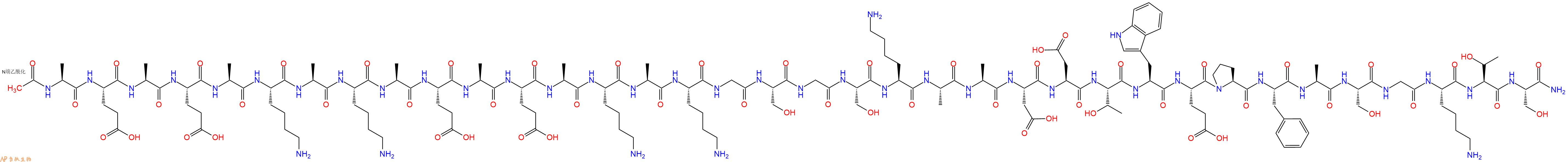 专肽生物产品Ac-Ala-Glu-Ala-Glu-Ala-Lys-Ala-Lys-Ala-Glu-Ala-Glu-Ala-Lys-Ala-Lys-Gly-Ser-Gly-Ser-Lys-Ala-Ala-Asp-Asp-Thr-Trp-Glu-Pro-Phe-Ala-Ser-Gly-Lys-Thr-Ser-CONH2