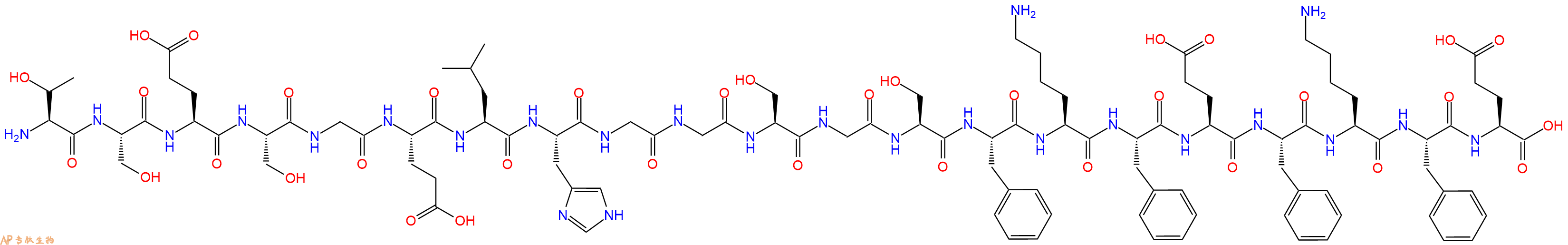 专肽生物产品H2N-Thr-Ser-Glu-Ser-Gly-Glu-Leu-His-Gly-Gly-Ser-Gly-Ser-Phe-Lys-Phe-Glu-Phe-Lys-Phe-Glu-OH