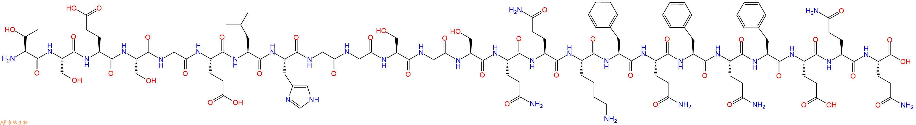 专肽生物产品H2N-Thr-Ser-Glu-Ser-Gly-Glu-Leu-His-Gly-Gly-Ser-Gly-Ser-Gln-Gln-Lys-Phe-Gln-Phe-Gln-Phe-Glu-Gln-Gln-OH