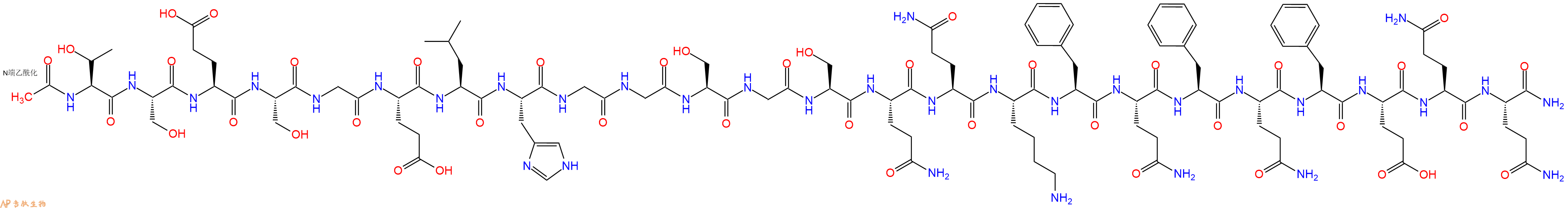 专肽生物产品Ac-Thr-Ser-Glu-Ser-Gly-Glu-Leu-His-Gly-Gly-Ser-Gly-Ser-Gln-Gln-Lys-Phe-Gln-Phe-Gln-Phe-Glu-Gln-Gln-CONH2