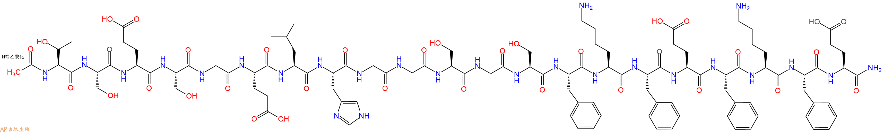 专肽生物产品Ac-Thr-Ser-Glu-Ser-Gly-Glu-Leu-His-Gly-Gly-Ser-Gly-Ser-Phe-Lys-Phe-Glu-Phe-Lys-Phe-Glu-CONH2