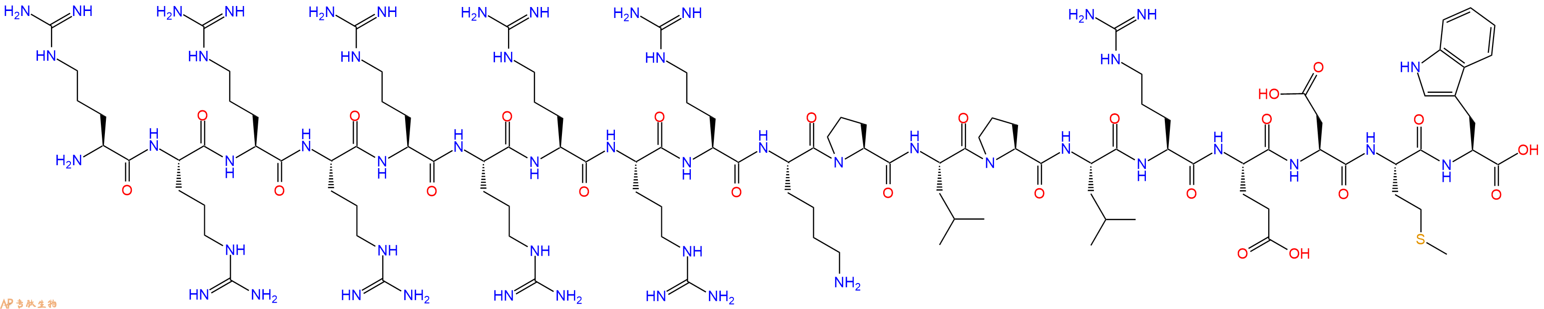 专肽生物产品H2N-Arg-Arg-Arg-Arg-Arg-Arg-Arg-Arg-Arg-Lys-Pro-Leu-Pro-Leu-Arg-Glu-Asp-Met-Trp-OH