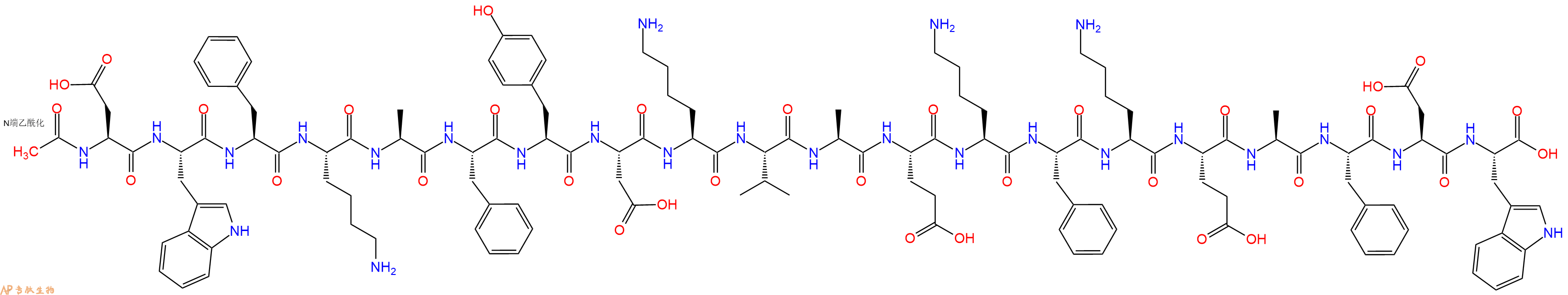 专肽生物产品Ac-Asp-Trp-Phe-Lys-Ala-Phe-Tyr-Asp-Lys-Val-Ala-Glu-Lys-Phe-Lys-Glu-Ala-Phe-Asp-Trp-OH