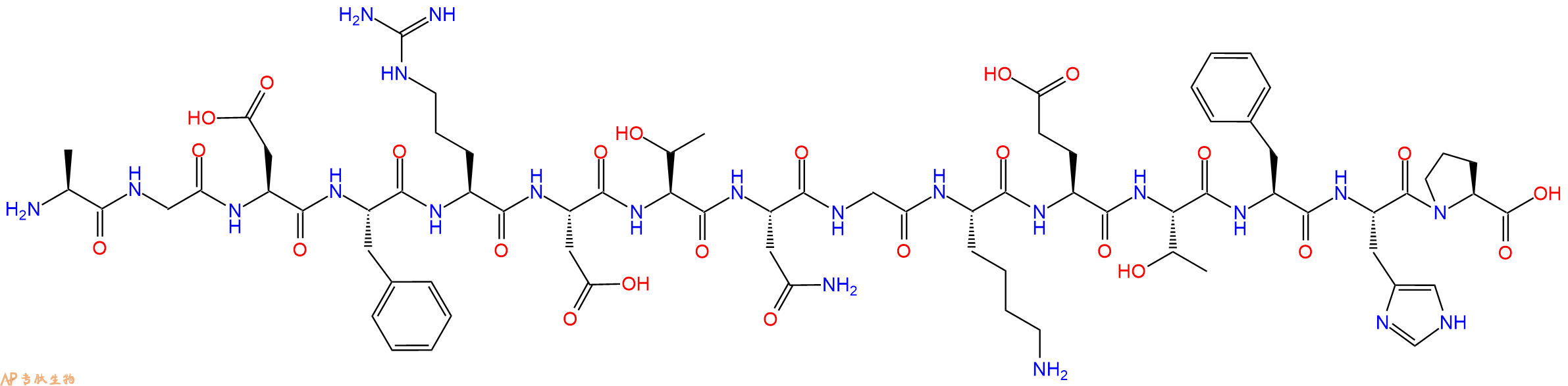 专肽生物产品H2N-Ala-Gly-Asp-Phe-Arg-Asp-Thr-Asn-Gly-Lys-Glu-Thr-Phe-His-Pro-OH
