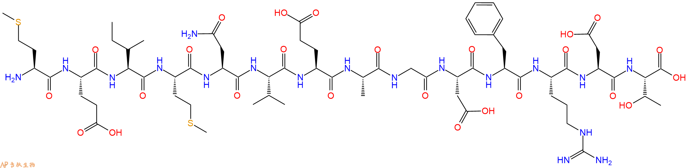 专肽生物产品H2N-Met-Glu-Ile-Met-Asn-Val-Glu-Ala-Gly-Asp-Phe-Arg-Asp-Thr-OH