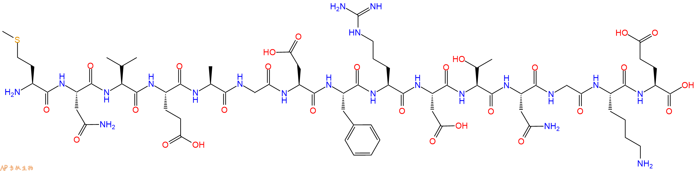 专肽生物产品H2N-Met-Asn-Val-Glu-Ala-Gly-Asp-Phe-Arg-Asp-Thr-Asn-Gly-Lys-Glu-OH