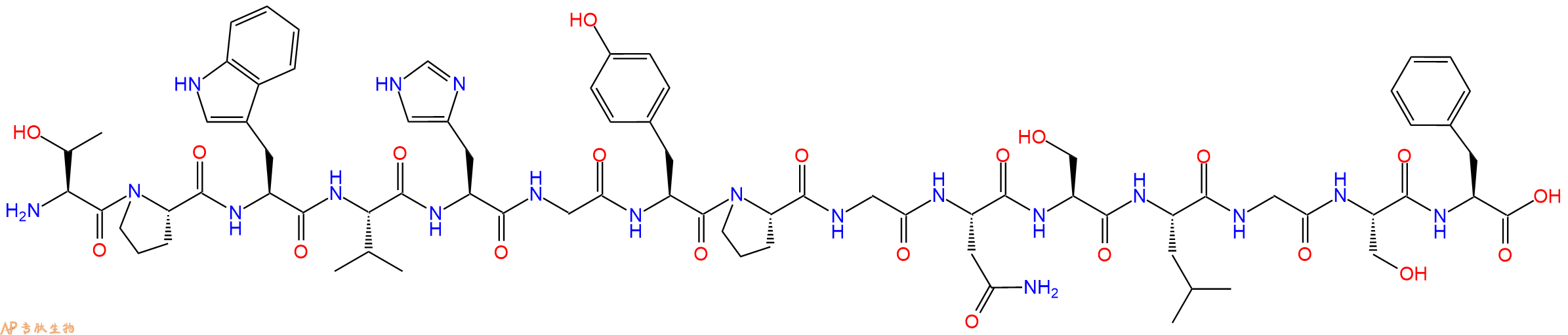 专肽生物产品H2N-Thr-Pro-Trp-Val-His-Gly-Tyr-Pro-Gly-Asn-Ser-Leu-Gly-Ser-Phe-OH