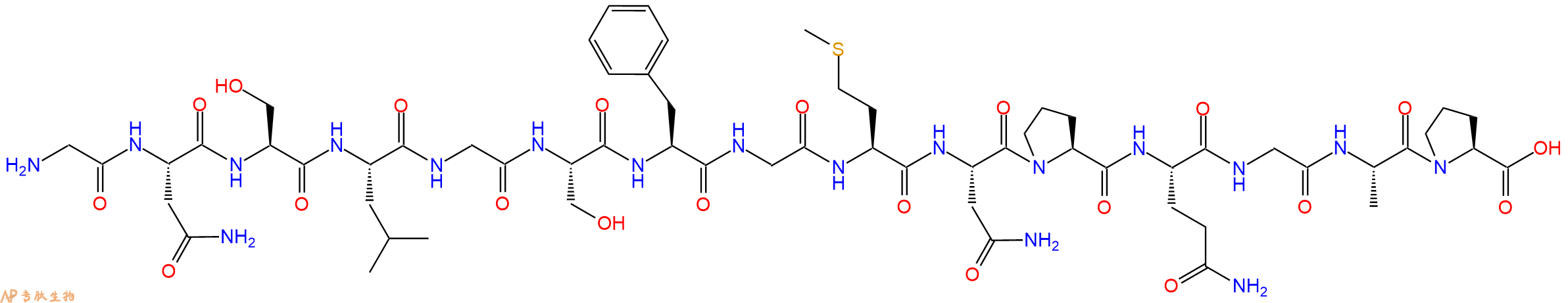 专肽生物产品H2N-Gly-Asn-Ser-Leu-Gly-Ser-Phe-Gly-Met-Asn-Pro-Gln-Gly-Ala-Pro-OH