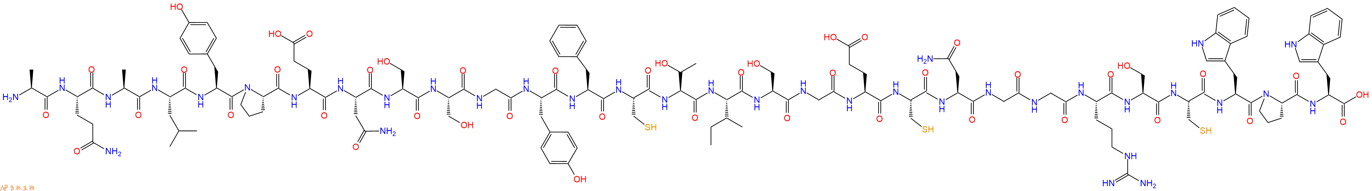 专肽生物产品H2N-Ala-Gln-Ala-Leu-Tyr-Pro-Glu-Asn-Ser-Ser-Gly-Tyr-Phe-Cys-Thr-Ile-Ser-Gly-Glu-Cys-Asn-Gly-Gly-Arg-Ser-Cys-Trp-Pro-Trp-OH