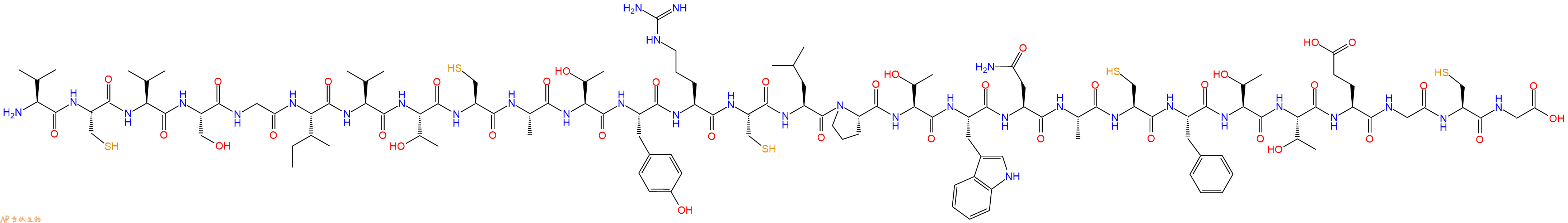 专肽生物产品H2N-Val-Cys-Val-Ser-Gly-Ile-Val-Thr-Cys-Ala-Thr-Tyr-Arg-Cys-Leu-Pro-Thr-Trp-Asn-Ala-Cys-Phe-Thr-Thr-Glu-Gly-Cys-Gly-OH