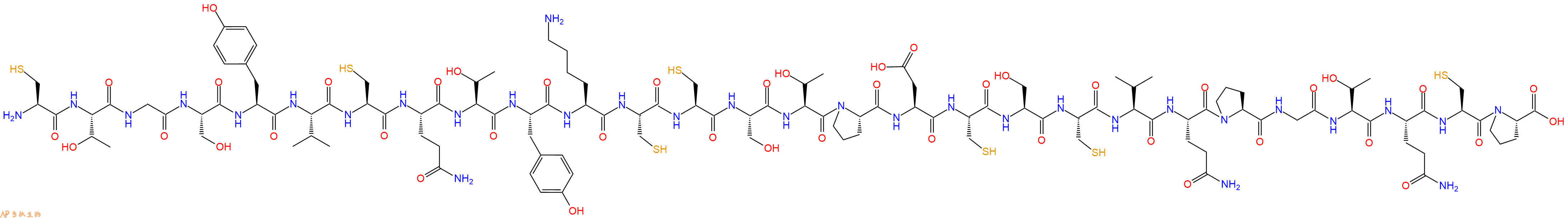 专肽生物产品H2N-Cys-Thr-Gly-Ser-Tyr-Val-Cys-Gln-Thr-Tyr-Lys-Cys-Cys-Ser-Thr-Pro-Asp-Cys-Ser-Cys-Val-Gln-Pro-Gly-Thr-Gln-Cys-Pro-OH