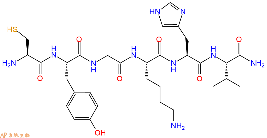 专肽生物产品H2N-Cys-Tyr-Gly-Lys-His-Val-CONH2