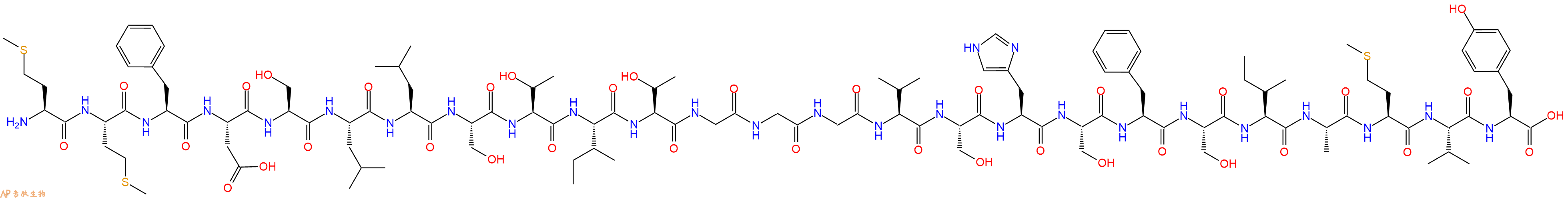 专肽生物产品H2N-Met-Met-Phe-Asp-Ser-Leu-Leu-Ser-Thr-Ile-Thr-Gly-Gly-Gly-Val-Ser-His-Ser-Phe-Ser-Ile-Ala-Met-Val-Tyr-OH