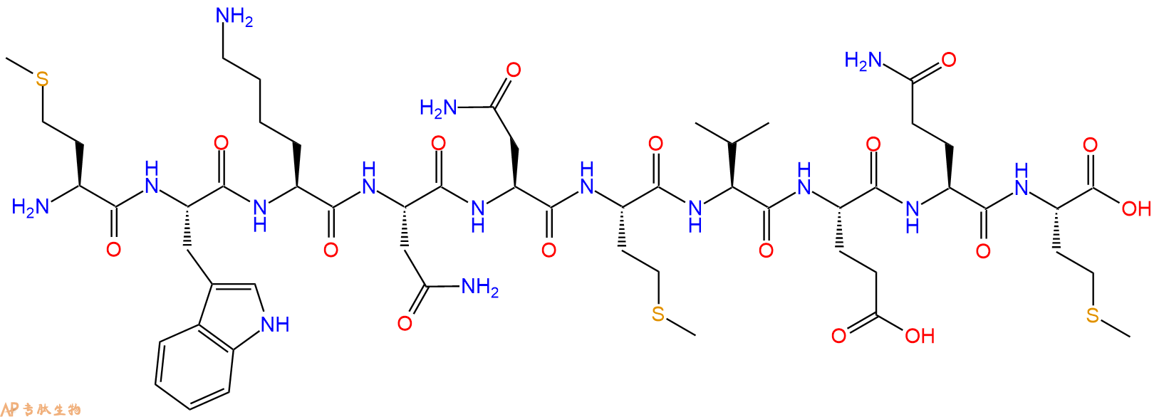 专肽生物产品H2N-Met-Trp-Lys-Asn-Asn-Met-Val-Glu-Gln-Met-OH