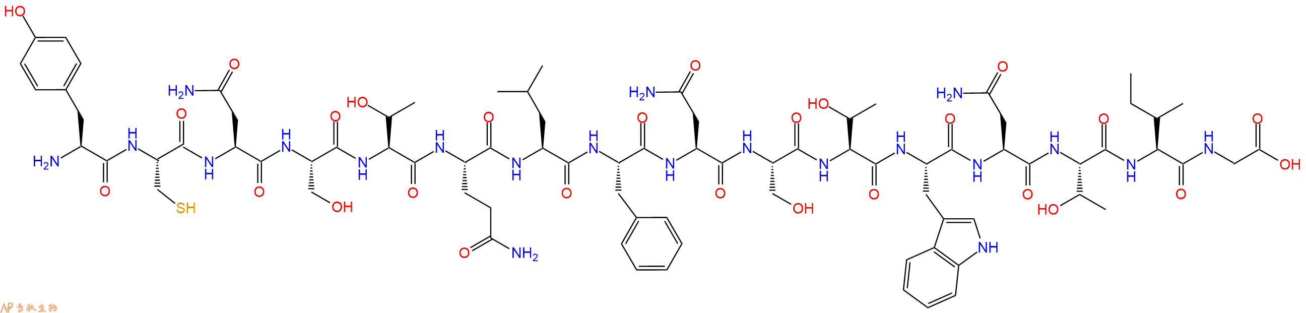 专肽生物产品H2N-Tyr-Cys-Asn-Ser-Thr-Gln-Leu-Phe-Asn-Ser-Thr-Trp-Asn-Thr-Ile-Gly-OH