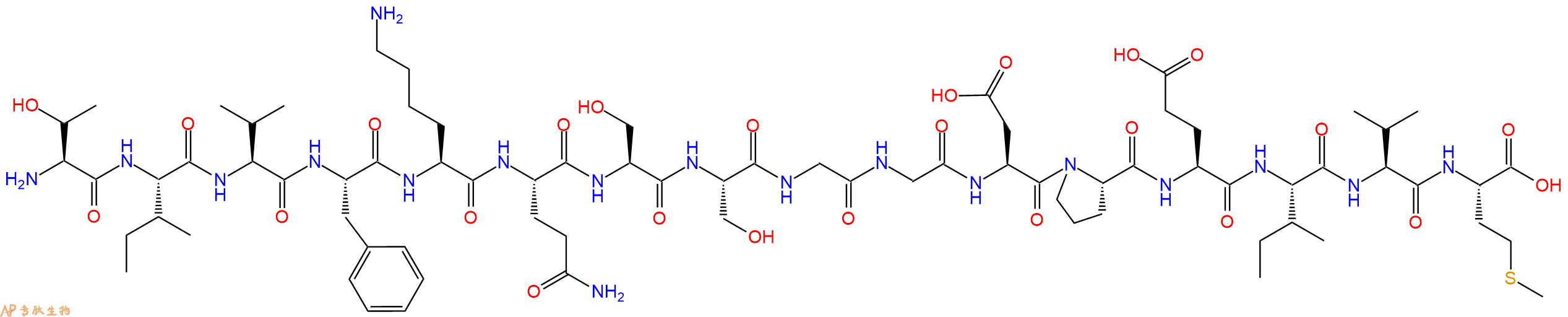 专肽生物产品H2N-Thr-Ile-Val-Phe-Lys-Gln-Ser-Ser-Gly-Gly-Asp-Pro-Glu-Ile-Val-Met-OH