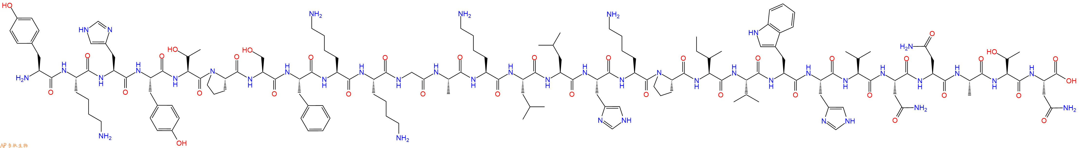 专肽生物产品H2N-Tyr-Lys-His-Tyr-Thr-Pro-Ser-Phe-Lys-Lys-Gly-Ala-Lys-Leu-Leu-His-Lys-Pro-Ile-Val-Trp-His-Val-Asn-Asn-Ala-Thr-Asn-OH