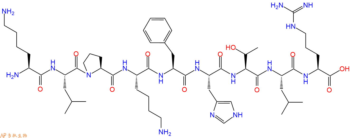 专肽生物产品H2N-Lys-Leu-Pro-Lys-Phe-His-Thr-Leu-Arg-OH