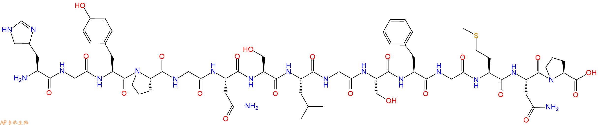 专肽生物产品H2N-His-Gly-Tyr-Pro-Gly-Asn-Ser-Leu-Gly-Ser-Phe-Gly-Met-Asn-Pro-OH
