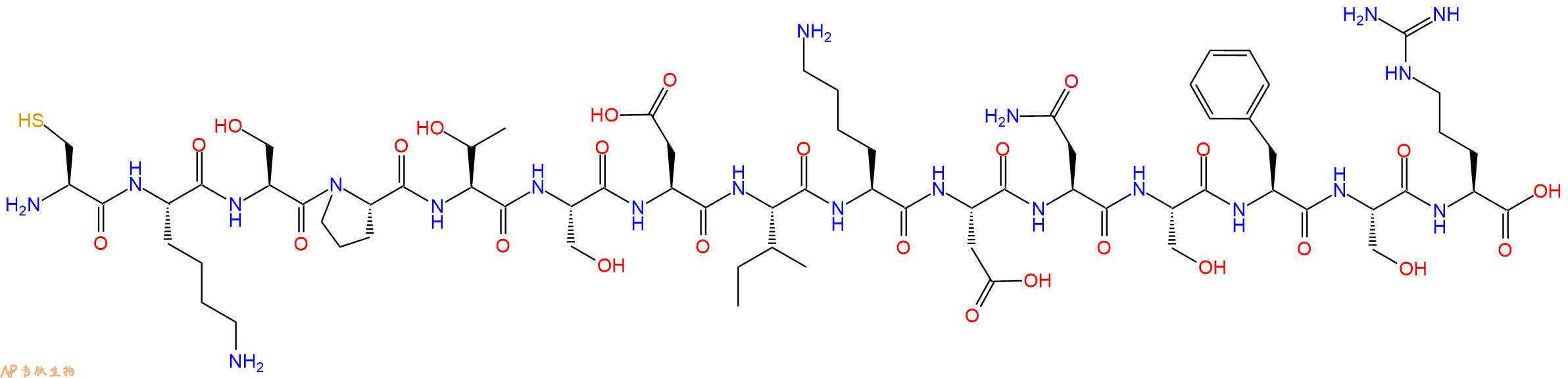 专肽生物产品H2N-Cys-Lys-Ser-Pro-Thr-Ser-Asp-Ile-Lys-Asp-Asn-Ser-Phe-Ser-Arg-OH