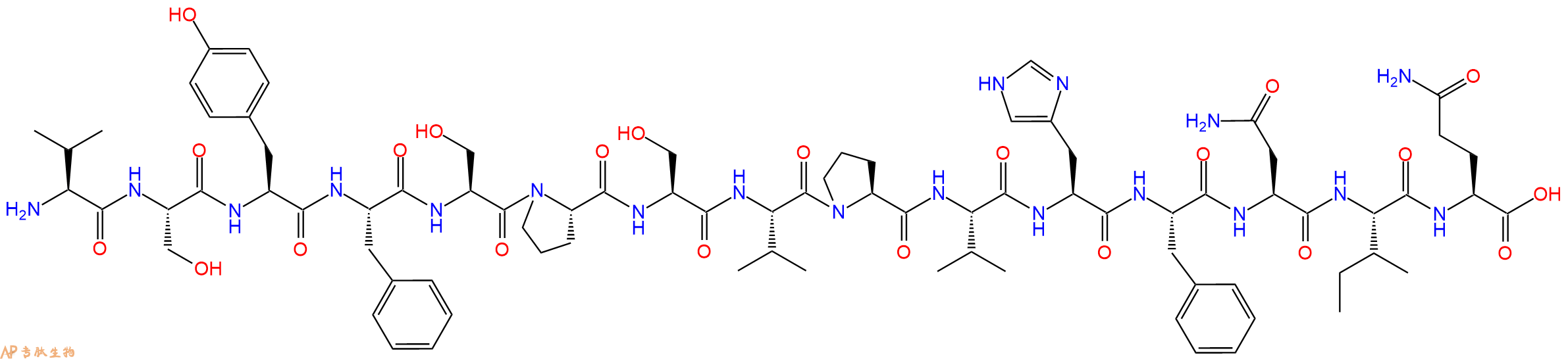 专肽生物产品H2N-Val-Ser-Tyr-Phe-Ser-Pro-Ser-Val-Pro-Val-His-Phe-Asn-Ile-Gln-OH