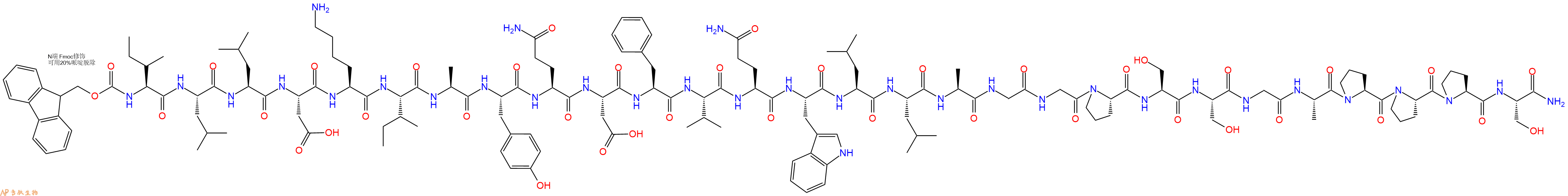 专肽生物产品Fmoc-Ile-Leu-Leu-Asp-Lys-Ile-Ala-Tyr-Gln-Asp-Phe-Val-Gln-Trp-Leu-Leu-Ala-Gly-Gly-Pro-Ser-Ser-Gly-Ala-Pro-Pro-Pro-Ser-CONH2