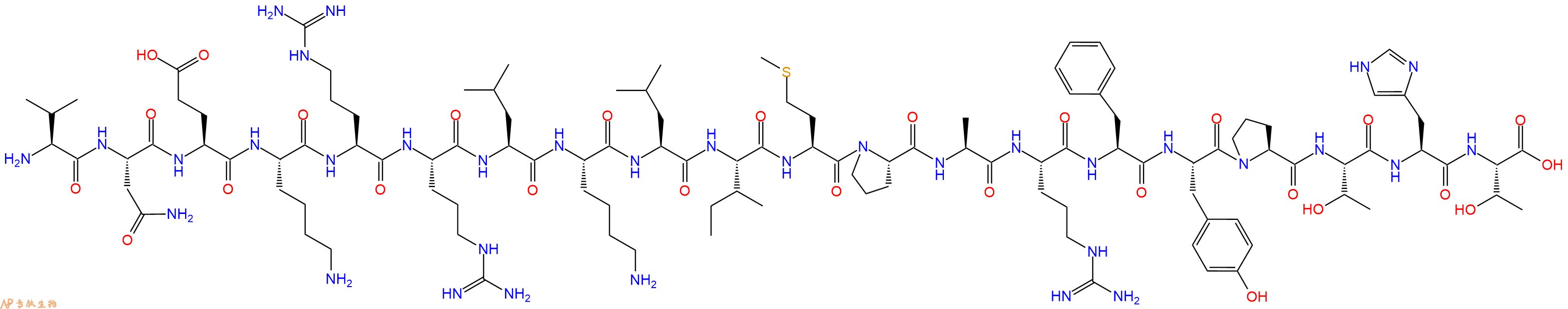 专肽生物产品H2N-Val-Asn-Glu-Lys-Arg-Arg-Leu-Lys-Leu-Ile-Met-Pro-Ala-Arg-Phe-Tyr-Pro-Thr-His-Thr-OH
