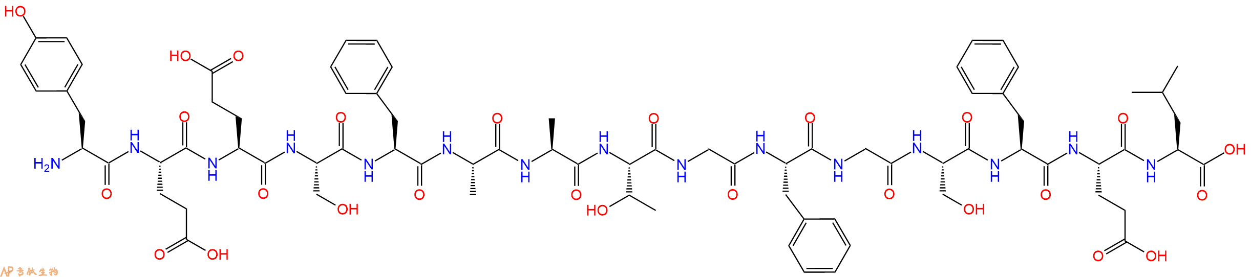 专肽生物产品H2N-Tyr-Glu-Glu-Ser-Phe-Ala-Ala-Thr-Gly-Phe-Gly-Ser-Phe-Glu-Leu-OH