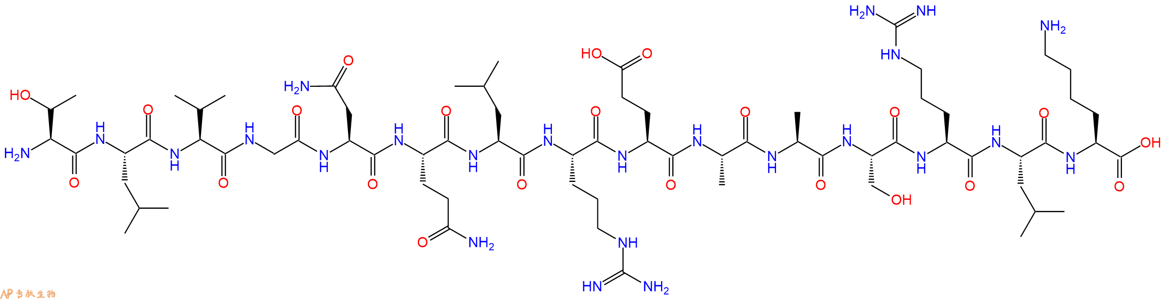 专肽生物产品H2N-Thr-Leu-Val-Gly-Asn-Gln-Leu-Arg-Glu-Ala-Ala-Ser-Arg-Leu-Lys-OH