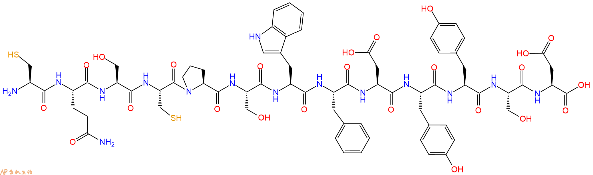 专肽生物产品H2N-Cys-Gln-Ser-Cys-Pro-Ser-Trp-Phe-Asp-Tyr-Tyr-Ser-Asp-OH