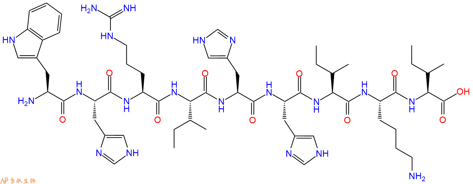 专肽生物产品H2N-Trp-His-Arg-Ile-His-His-Ile-Lys-Ile-OH
