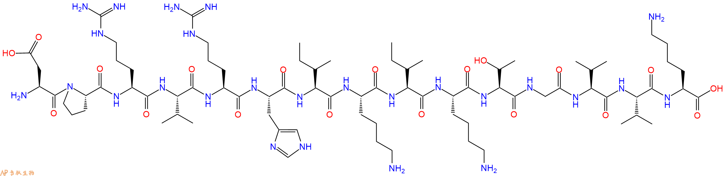 专肽生物产品H2N-Asp-Pro-Arg-Val-Arg-His-Ile-Lys-Ile-Lys-Thr-Gly-Val-Val-Lys-OH