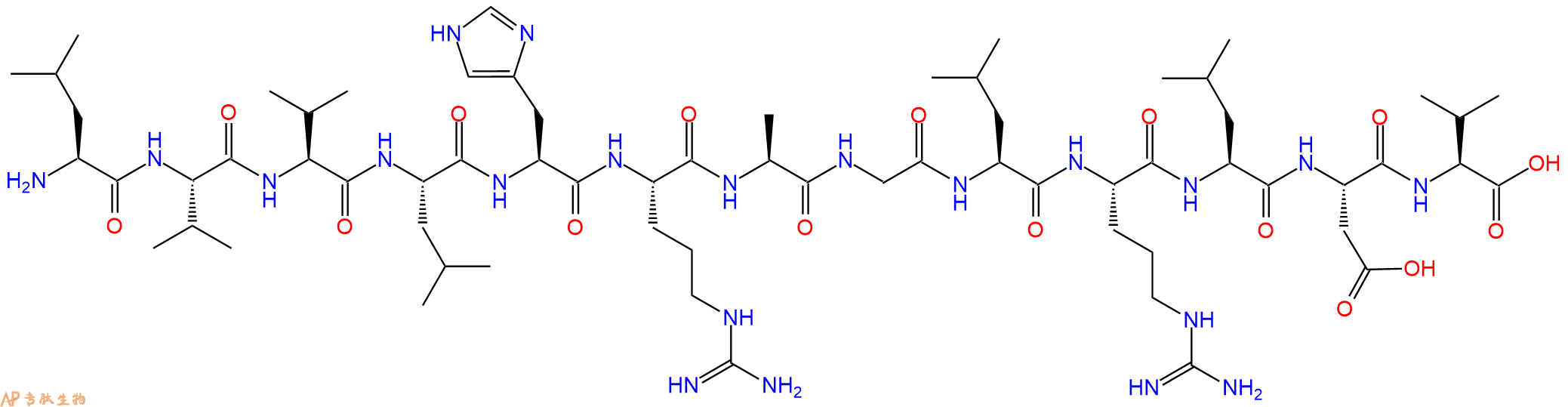 专肽生物产品H2N-Leu-Val-Val-Leu-His-Arg-Ala-Gly-Leu-Arg-Leu-Asp-Val-OH