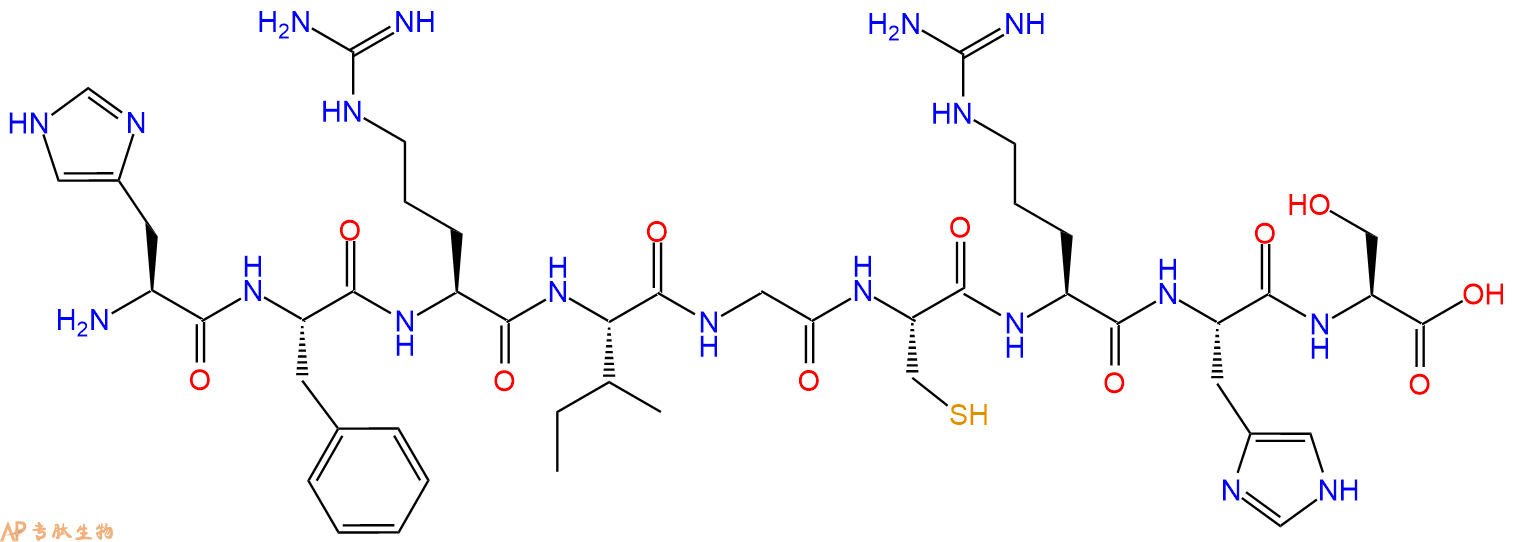 专肽生物产品H2N-His-Phe-Arg-Ile-Gly-Cys-Arg-His-Ser-OH