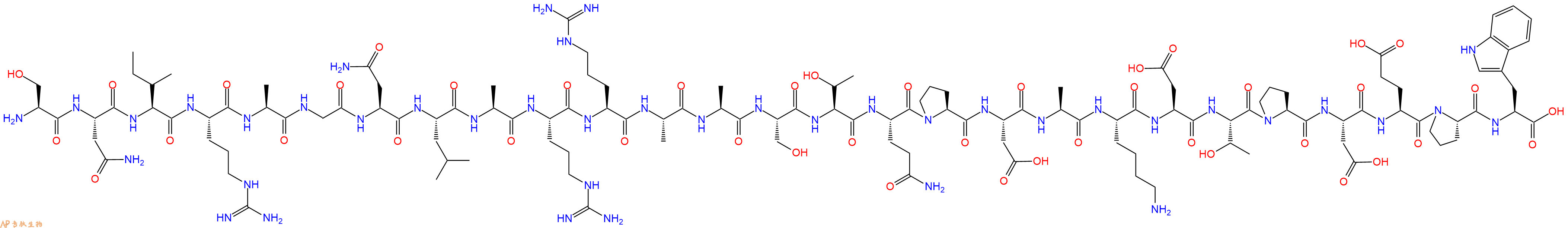 专肽生物产品H2N-Ser-Asn-Ile-Arg-Ala-Gly-Asn-Leu-Ala-Arg-Arg-Ala-Ala-Ser-Thr-Gln-Pro-Asp-Ala-Lys-Asp-Thr-Pro-Asp-Glu-Pro-Trp-OH