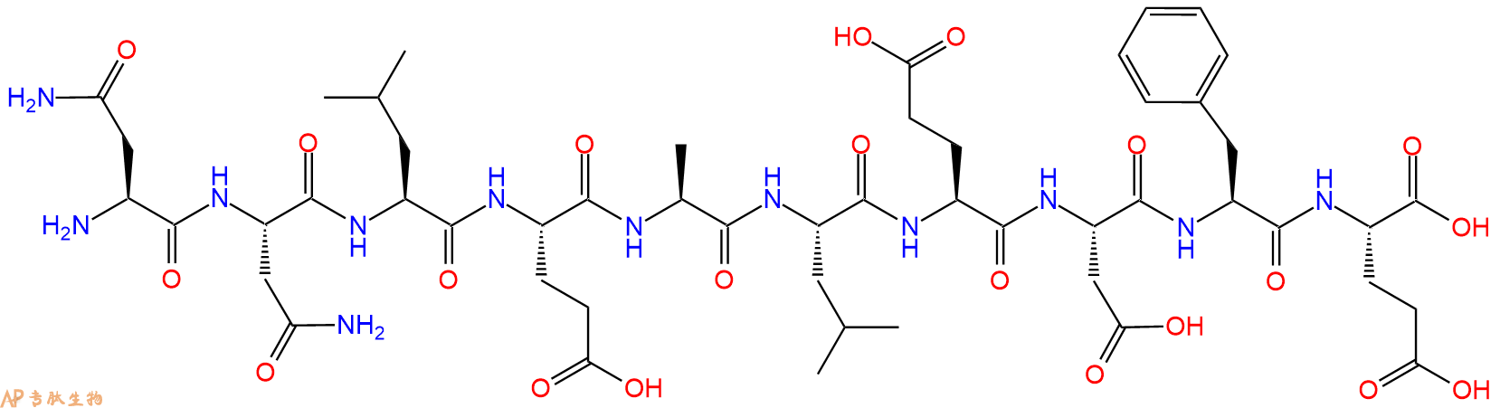 专肽生物产品H2N-Asn-Asn-Leu-Glu-Ala-Leu-Glu-Asp-Phe-Glu-OH