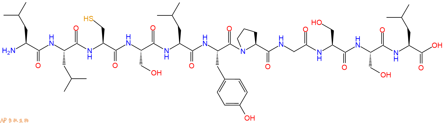 专肽生物产品H2N-Leu-Leu-Cys-Ser-Leu-Tyr-Pro-Gly-Ser-Ser-Leu-OH