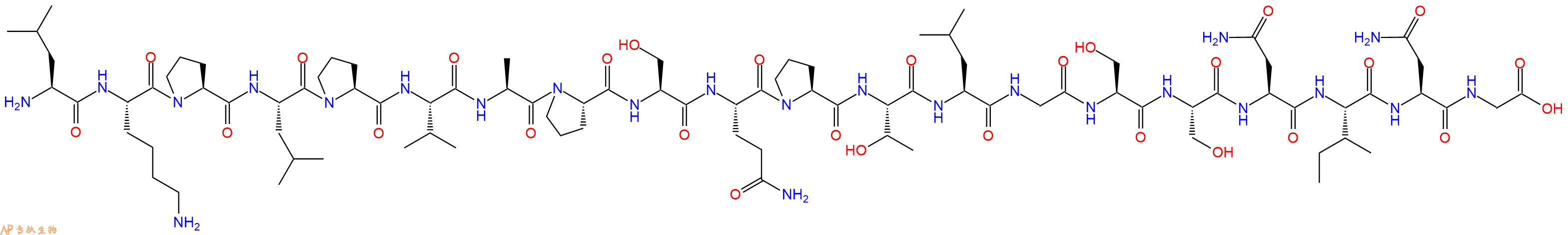 专肽生物产品H2N-Leu-Lys-Pro-Leu-Pro-Val-Ala-Pro-Ser-Gln-Pro-Thr-Leu-Gly-Ser-Ser-Asn-Ile-Asn-Gly-OH
