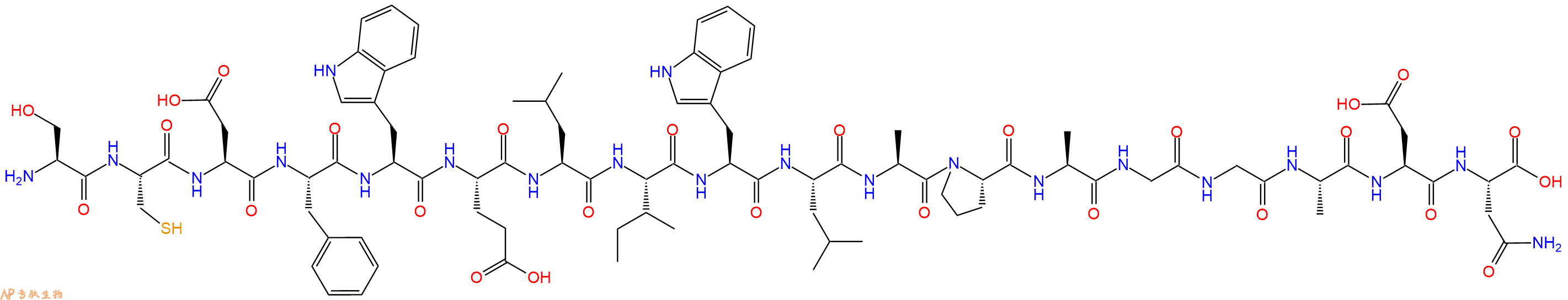 专肽生物产品H2N-Ser-Cys-Asp-Phe-Trp-Glu-Leu-Ile-Trp-Leu-Ala-Pro-Ala-Gly-Gly-Ala-Asp-Asn-OH