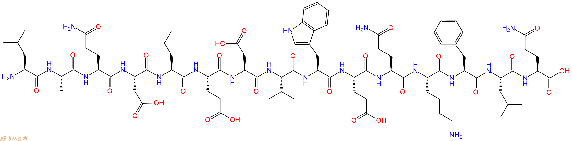 专肽生物产品H2N-Leu-Ala-Gln-Asp-Leu-Glu-Asp-Ile-Trp-Glu-Gln-Lys-Phe-Leu-Gln-OH