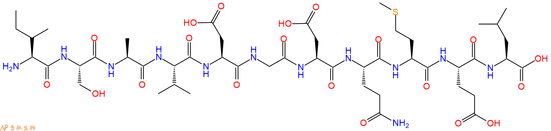 专肽生物产品H2N-Ile-Ser-Ala-Val-Asp-Gly-Asp-Gln-Met-Glu-Leu-OH