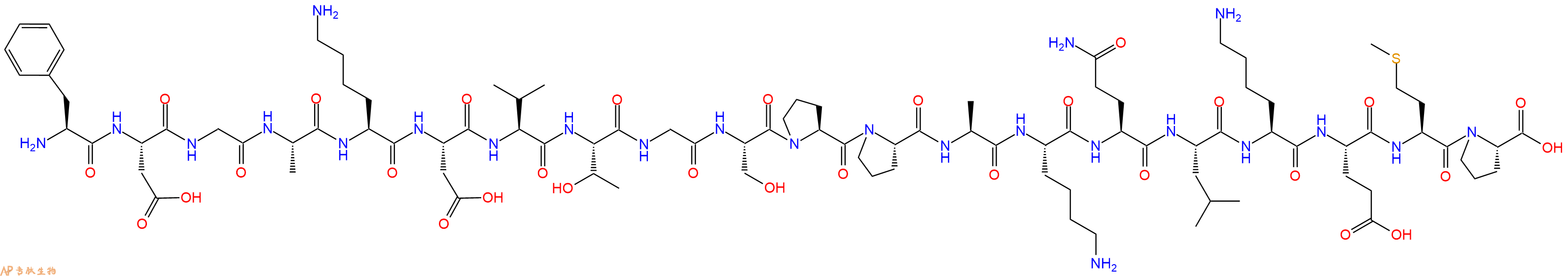 专肽生物产品H2N-Phe-Asp-Gly-Ala-Lys-Asp-Val-Thr-Gly-Ser-Pro-Pro-Ala-Lys-Gln-Leu-Lys-Glu-Met-Pro-OH